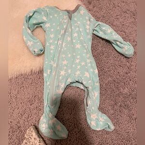 Mint Star-Print Footed One-Piece for Baby